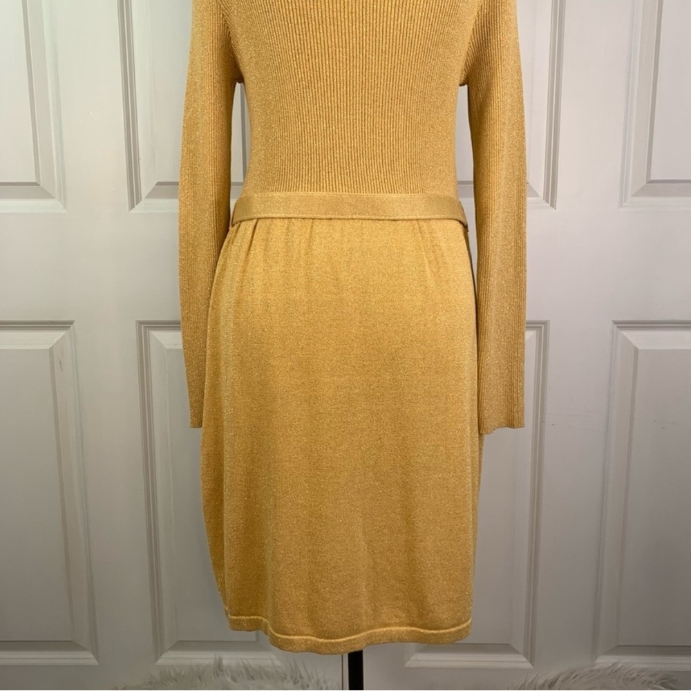 NWOT Free People Gold Ribbed Belted Mini Dress - Picture 8 of 15
